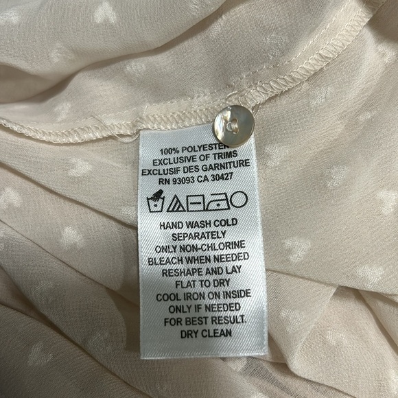 NIC+ZOE Women Cream V-Neck Long Sleeve Embroided Heart Tassel Tie Blouse Large - Picture 10 of 10